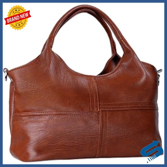 Medium Vegan Leather Hobo Tote with Detachable Strap Two Handles Zipper